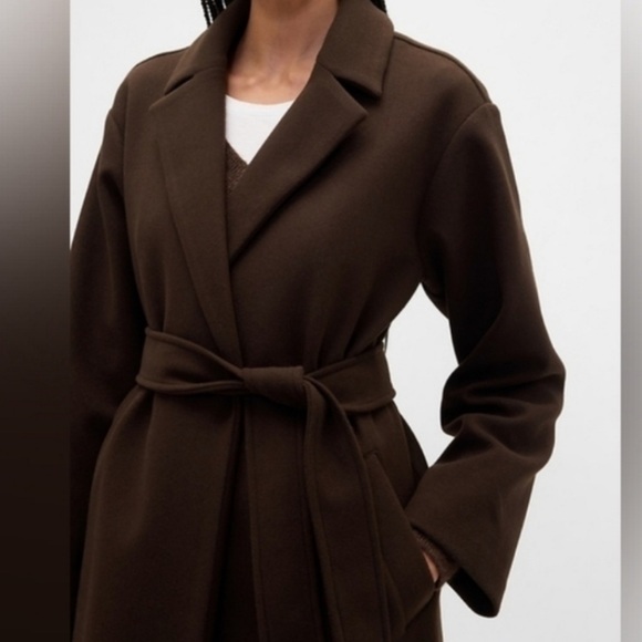 NWT GAP Factory Relaxed Wrap Top Coat Terra Brown - Picture 2 of 5